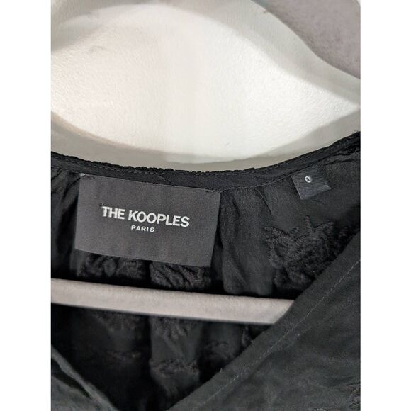 The Kooples Flowing Embroidered Ecru Top In Black women's 0 medieval boho - Picture 3 of 6